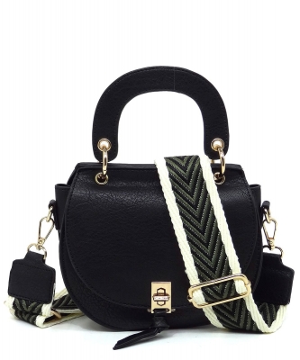 Fashion Flap Saddle Satchel Crossbody Bag GL0074 BLACK/